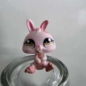 3/$22 Littlest Pet Shop, Pink Patch Bunny Brown Eyes #1366